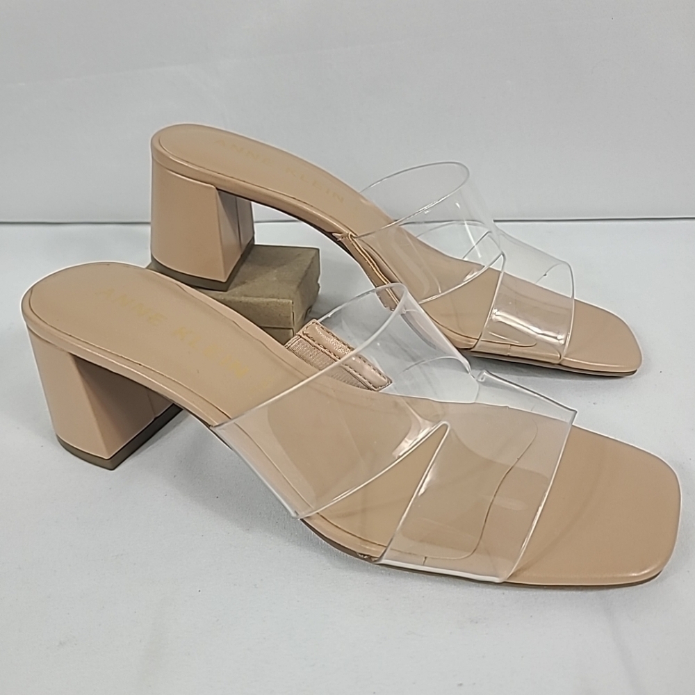 NEW Anne Klein Women's Akkamryn Sandal IFlex Beige Clear Sz 7.5